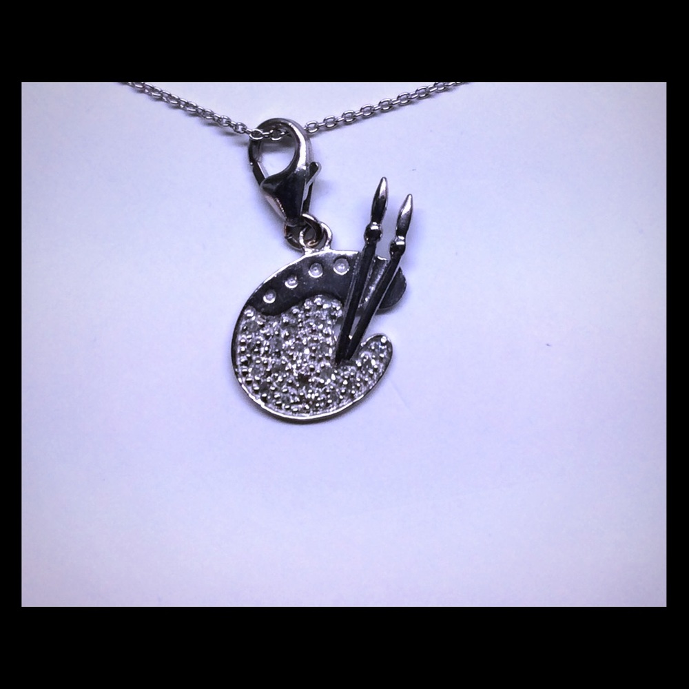 14KT White Gold & Diamond Painter’s Pallet Pendant